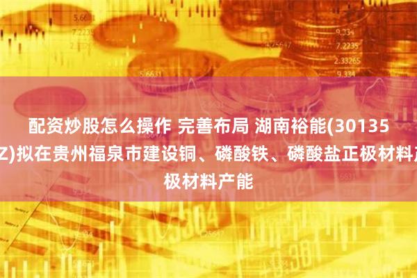 配资炒股怎么操作 完善布局 湖南裕能(301358.SZ)拟在贵州福泉市建设铜、磷酸铁、磷酸盐正极材料产能